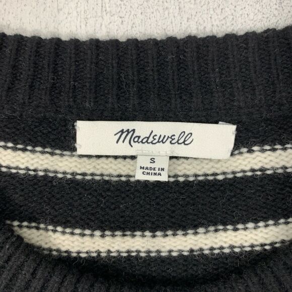 Madewell Stripe Wool Sweater Dress Womens S Small Stripe Button Long Sleeve - Picture 8 of 13